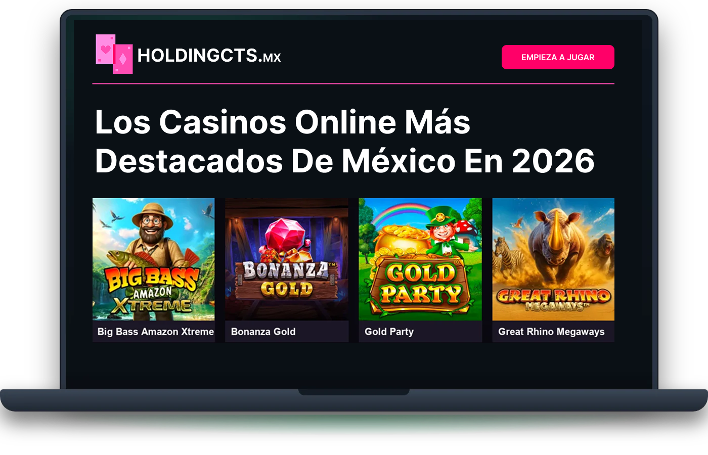 Casino online en México: tragamonedas, ruleta en vivo, blackjack y apuestas deportivas en una laptop